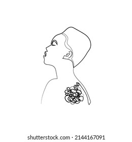 Women's faces in one line art style on white isolated background. Line art in elegant style for prints, tattoos, posters, textile, cards etc. Beautiful women face Vector illustration.