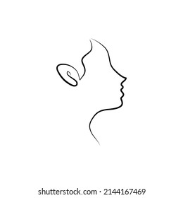 Caras de mujeres con un estilo de arte en línea sobre fondo blanco aislado. Arte de línea de estilo elegante para impresiones, tatuajes, afiches, textiles, tarjetas, etc. Las mujeres hermosas se enfrentan a la ilustración vectorial.