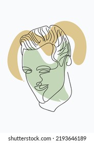 Caras femeninas con estilo de arte en línea con flores y hojas.