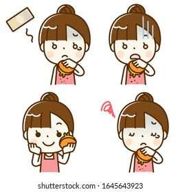 
Women's facial expression variations while saving