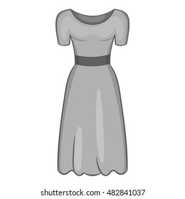 Womens fancy dress icon in black monochrome style isolated on white background. Clothing symbol vector illustration