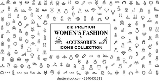 Women's fashion and accessories icons set