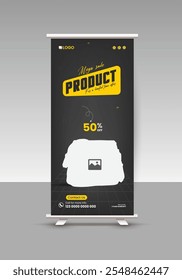 Women's fashion Bag Sale Roll-up Display Standee Banner Design Template and Products Sale pullup banner Design, Black Friday Super sale roll-up banner