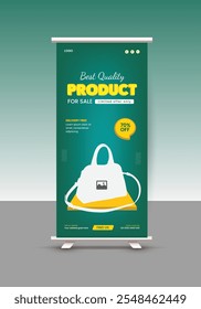 Women's fashion Bag Sale Roll-up Display Standee Banner Design Template and Products Sale pullup banner Design, Black Friday Super sale roll-up banner