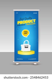 Women's fashion Bag Sale Roll-up Display Standee Banner Design Template and Products Sale pullup banner Design, Black Friday Super sale roll-up banner