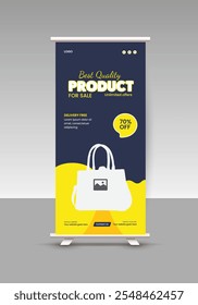 Women's fashion Bag Sale Roll-up Display Standee Banner Design Template and Products Sale pullup banner Design, Black Friday Super sale roll-up banner