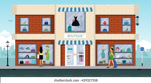 Women's fashion clothing store on the street.