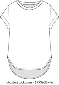 Womens fashion crew neck dip hem top