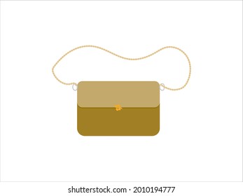 Women's fashion designer handbag for walking and daily life. Colored flat illustration on a white background.