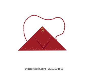 Women's fashion designer handbag for walking and daily life. Colored flat illustration on a white background.