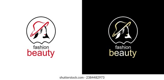 Women's fashion hat logo design, symbol of women's beauty accessories