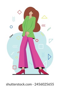 women's fashion model with a flat design style