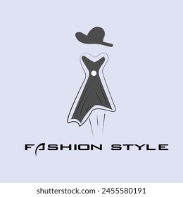 Women's fashion style, with fashion line art isolated on a white background