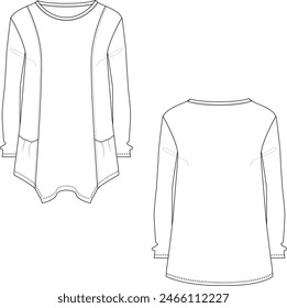 Womens fashion style with long sleeve sketches