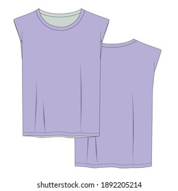 Women's Fashion T-shirt Flat Sketch