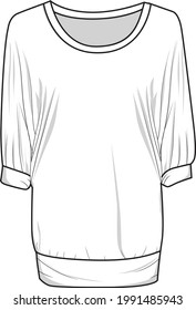 Womens Fashion Tunic Dress sketch Mockup vector Design