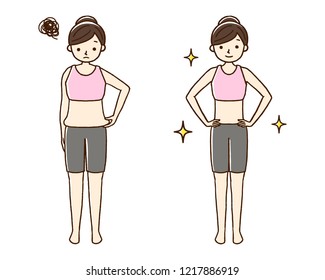Women's fat and thin figure.