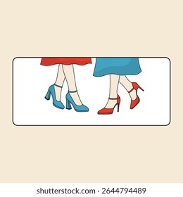 women's feet wearing red and blue high heels