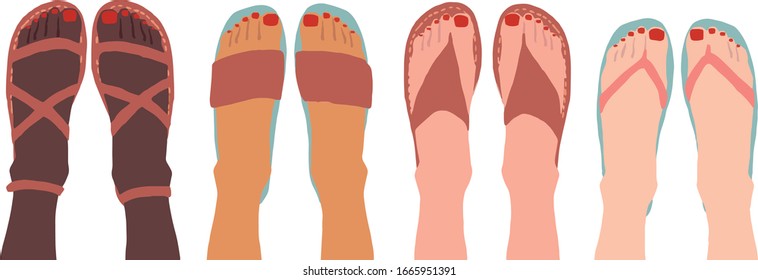 women's feet wearing summer sandals