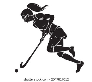 Women's Field Hockey Silhouette Illustration