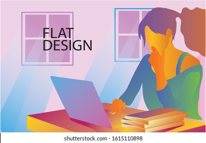 Women's flat design is relaxing with activities