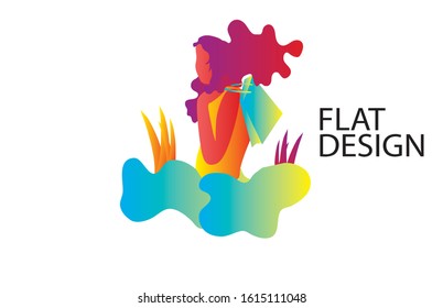 Women's flat design is relaxing with activities
