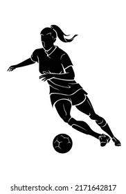 Fútbol femenino, silueta de visión frontal