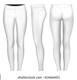 Women's full length compression tights.  Fully editable handmade mesh. Vector illustration.