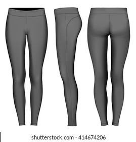 Women's full length compression tights.  Fully editable handmade mesh. Vector illustration.