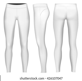 Women's full length compression tights.  Fully editable handmade mesh. Vector illustration.