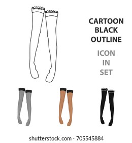 Women's full length compression tights.Transparent stockings with a bow. Underwear lingerie.  Woman clothes single icon in cartoon style vector symbol stock illustration.