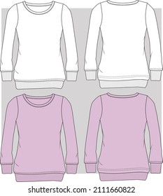 Women's Full Sleeve sweatshirt flat sketch