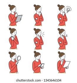 Women's gesture illustration set