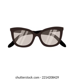 Women's glasses on a white background, brown-rimmed glasses, women's and men's accessories. Optics, lens, vintage, trend. Vector illustration. EPS 10