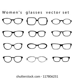 Women`s glasses vector set.