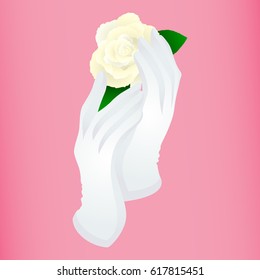 Women's Gloves and White Roses Background