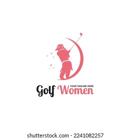 Women's golf sports logo design - vector illustration, women's golf sports emblem design. Suitable for your design need, logo, illustration, animation, etc.