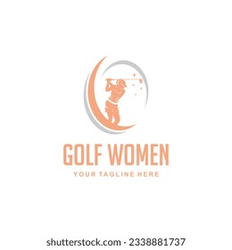 Diseño del logo deportivo de golf femenino - ilustración vectorial, diseño del emblema deportivo de golf femenino. Adecuado para sus necesidades de diseño, logotipo, ilustración, animación, etc.