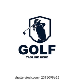 Diseño del logo deportivo de golf femenino - ilustración vectorial, diseño del emblema deportivo de golf femenino. Adecuado para sus necesidades de diseño, logotipo, ilustración, animación, etc.