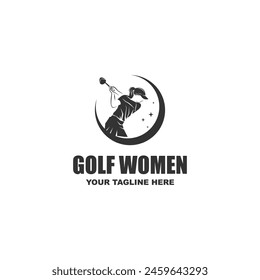 Women's golf sports logo design - vector illustration, women's golf sports emblem design. Suitable for your design need, logo, illustration, animation, etc.