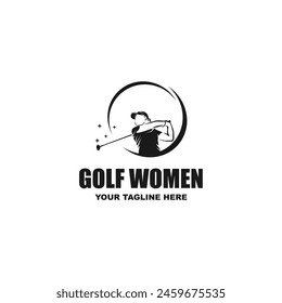 Diseño del logotipo de los deportes de golf de las mujeres - Ilustración vectorial, diseño del emblema de los deportes de golf de las mujeres. Adecuado para su necesidad de diseño, logotipo, ilustración, animación, etc.