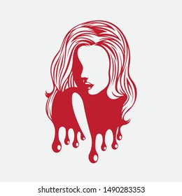 Women's graphic image With a high contrast of light and shadow Women's logo and red flow