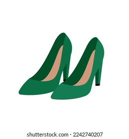 Women's green high heel shoes