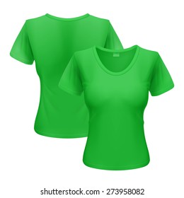 Womens green T-shirt isolated on white background