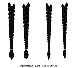 Women's Hair Is Braided. Cartoon. Vector Illustration.