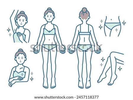 Women's hair removal illustration set