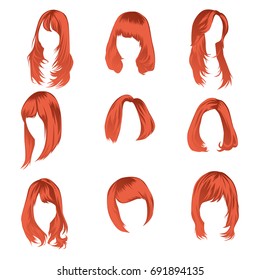 Women's hair vector set