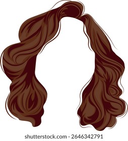 women's hairstyle template for curly brown hair of medium length for female characters