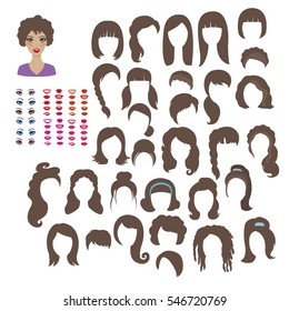  Women's Hairstyles Designer Kit For Brown Hair, Chestnut With Different Types Of Eyes And Lips