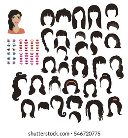  Women's hairstyles designer kit for brunette with different types of eyes and lips